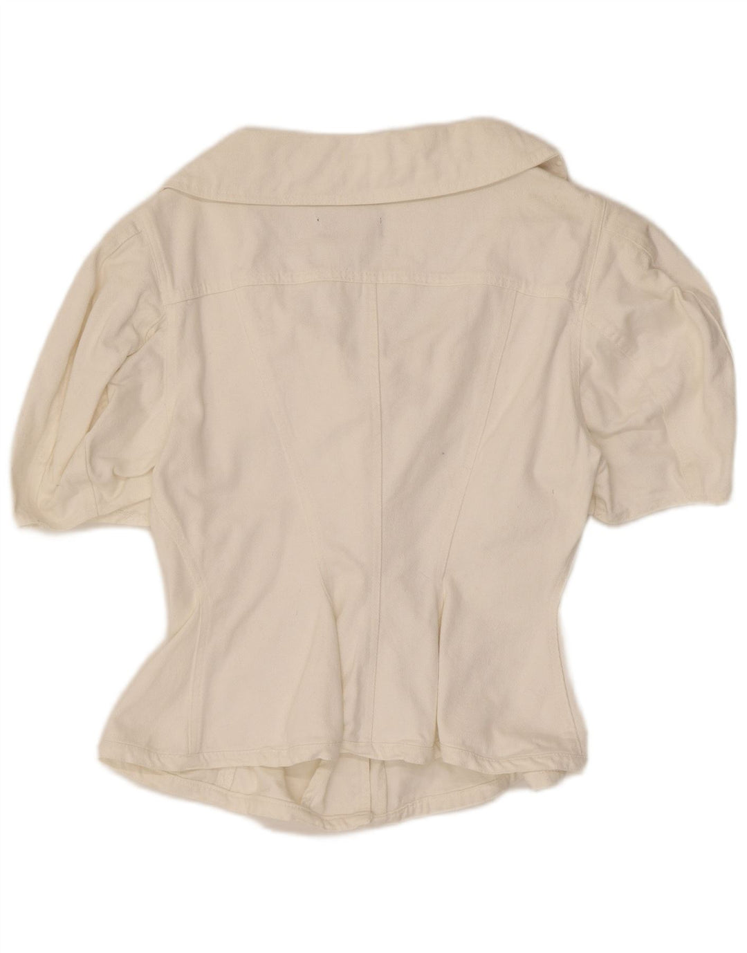 Bluzka damska z krótkim rękawem w stylu vintage, UK 12, średnia biel