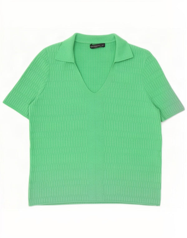 Damska koszulka polo Marks & Spencer UK 16, duża, zielona wiskoza