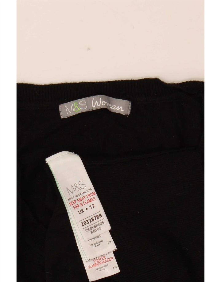 Marks & Spencer Damski sweter z dekoltem w kształcie litery V, UK 12, średni czarny