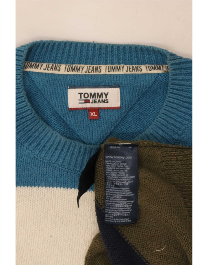 Męski sweter z okrągłym dekoltem Tommy Hilfiger XL w wielokolorowe paski