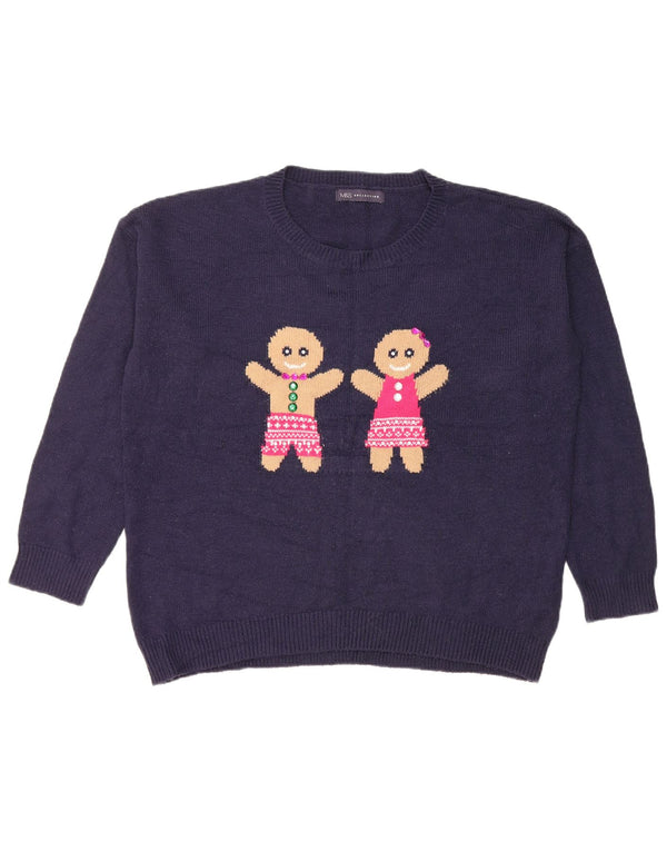 Sweter damski Marks & Spencer z okrągłym dekoltem, UK 16, duży, granatowy