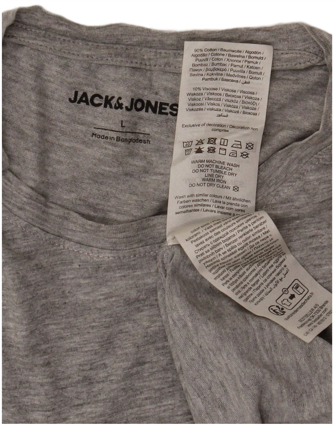 Męski T-shirt JACK & JONES, duży, szary, wiskoza