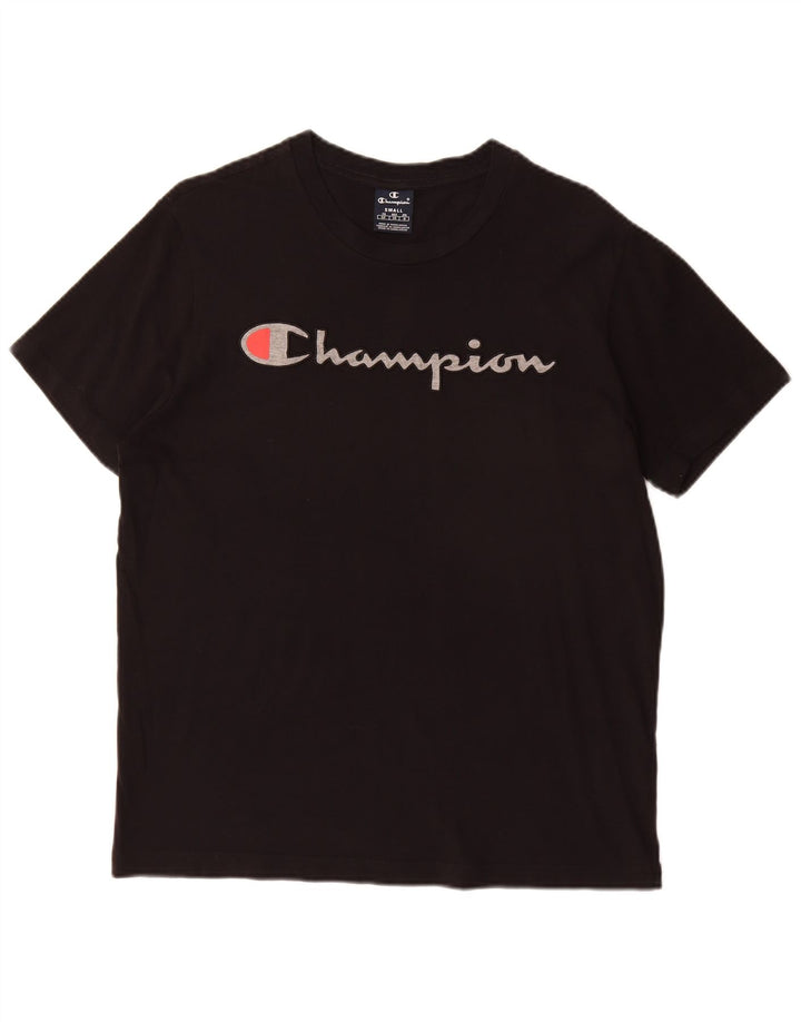Męski T-shirt z grafiką CHAMPION, mały, czarny, bawełniany