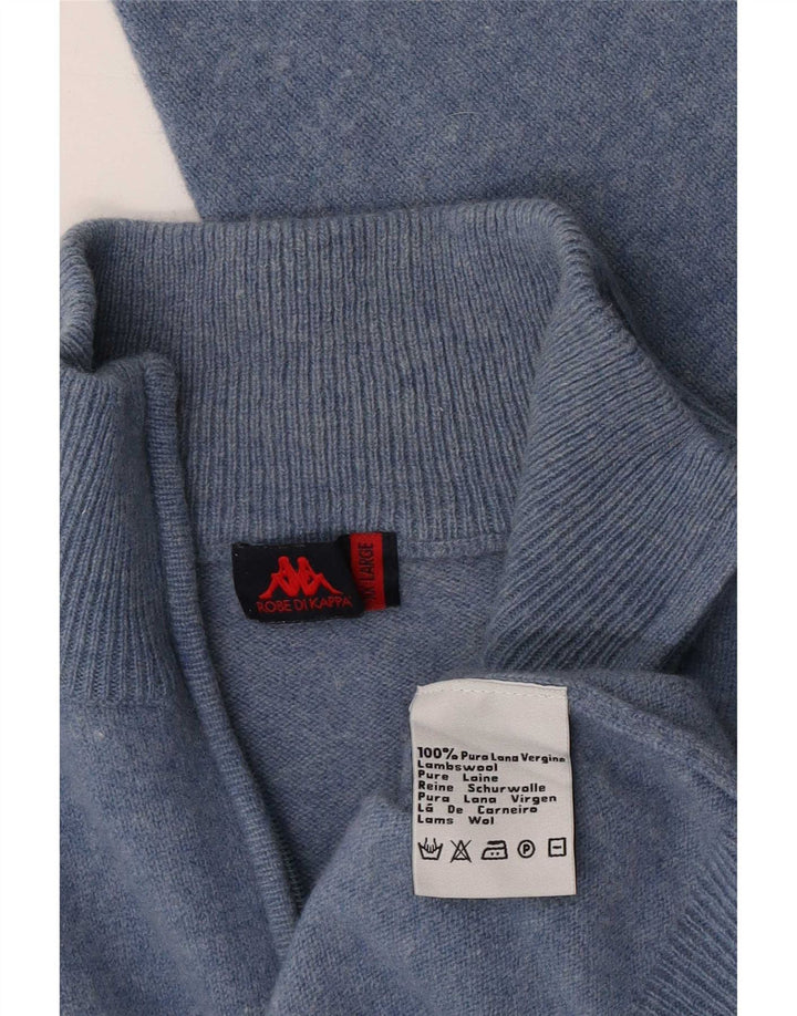 Męski sweter z zamkiem błyskawicznym Kappa 2XL Niebieska, nakrapiana dziewicza wełna