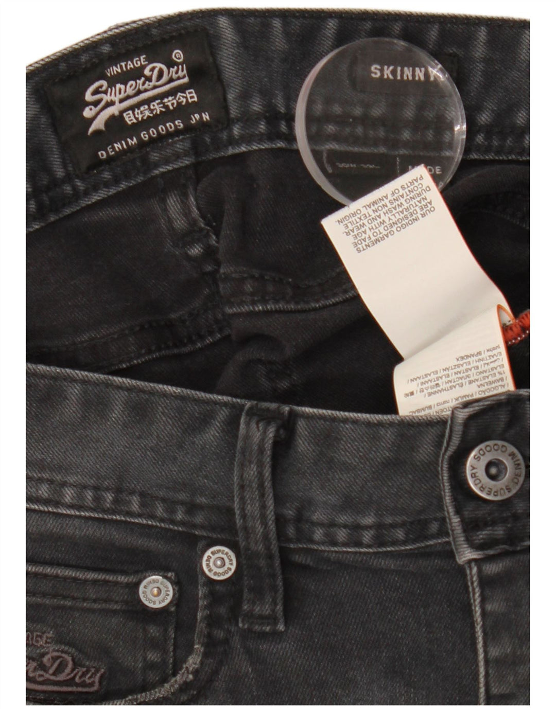 Damskie jeansy rurkowe Superdry w trudnej sytuacji W30 L32, czarne, bawełniane