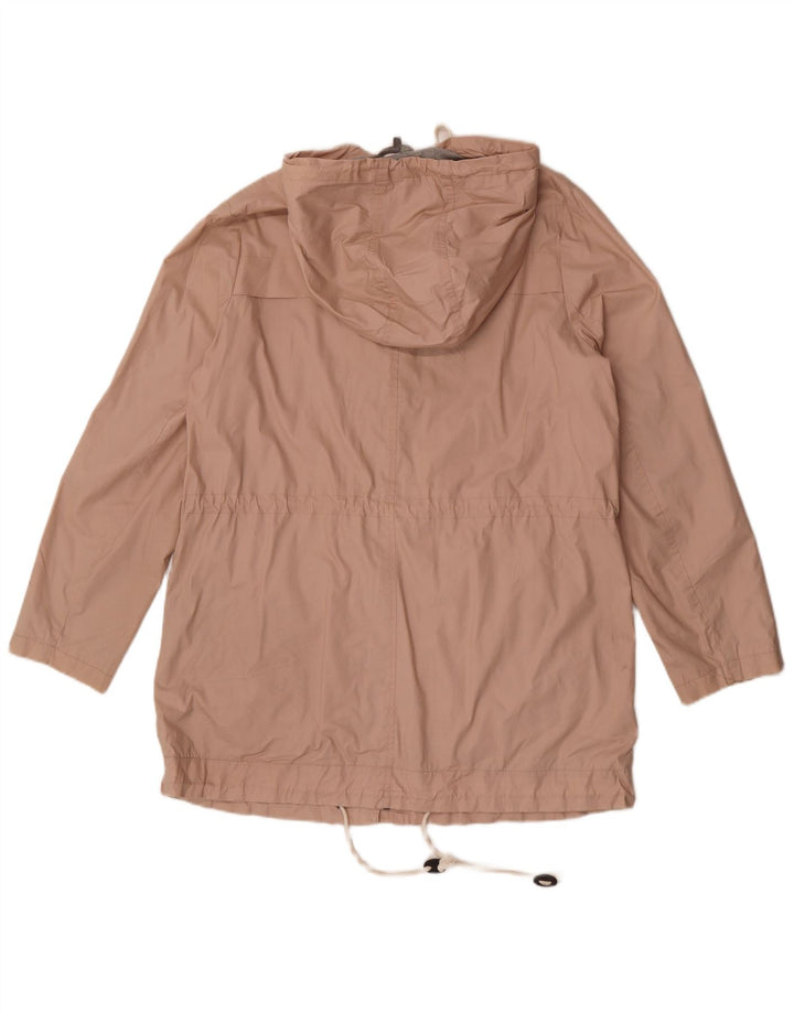 Marks & Spencer Damska kurtka parka z kapturem UK 14, duża, różowa, bawełniana