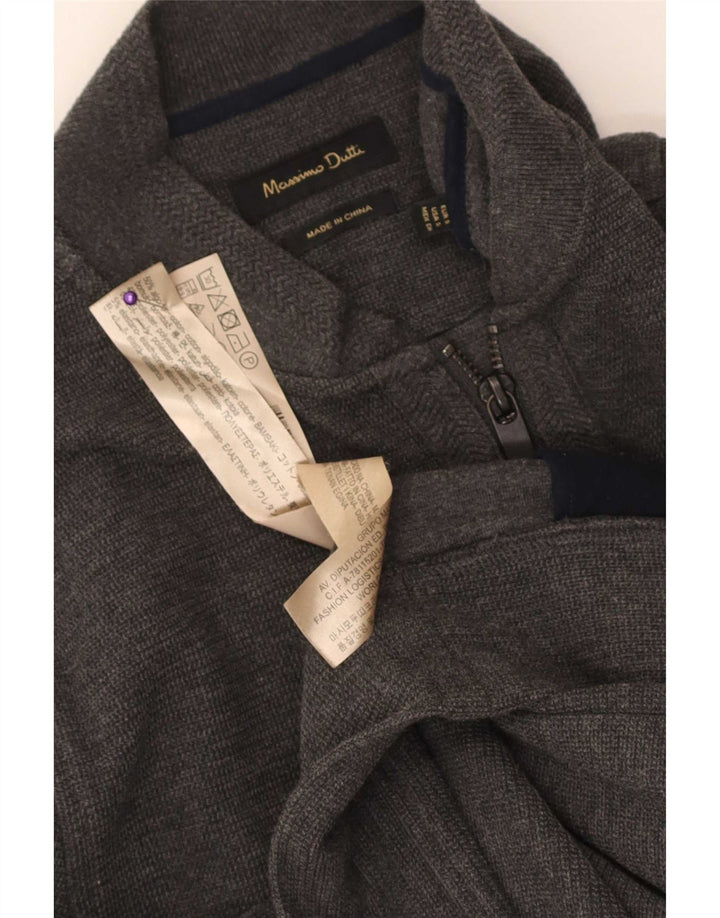 Męski sweter rozpinany Massimo Dutti, mały, szary, bawełniany