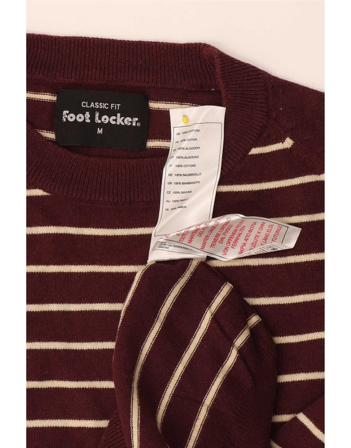 Męski sweter z okrągłym dekoltem Foot Locker w średnie bordowe paski