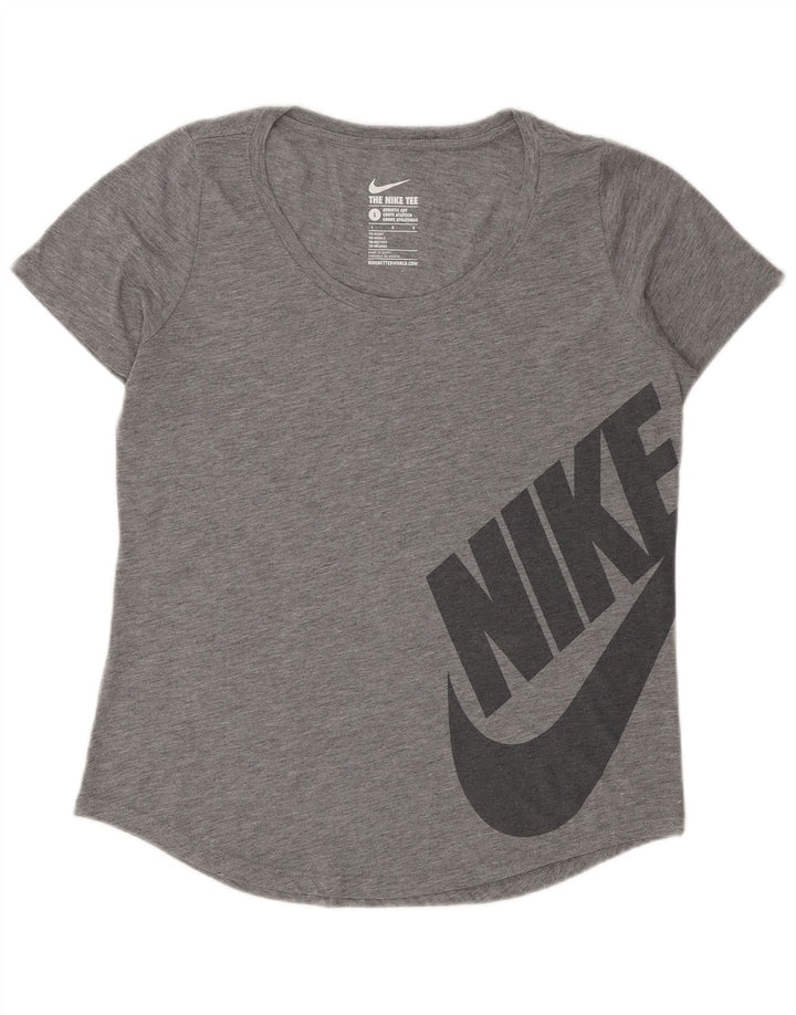 Damski T-shirt NIKE o sportowym kroju z grafiką Top UK 14, duży, szary poliester