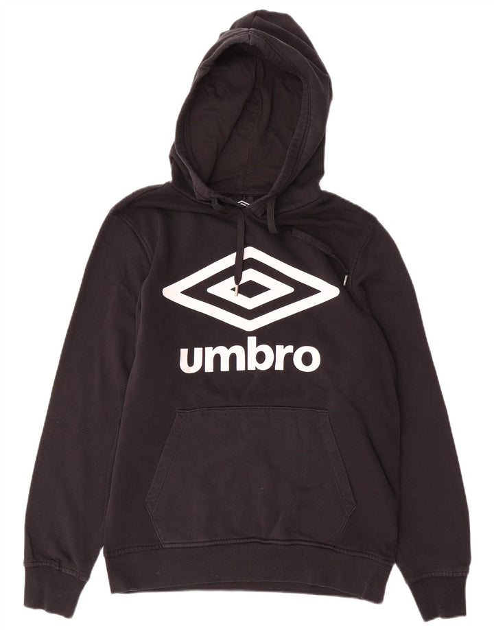 Męski sweter z kapturem UMBRO z grafiką, średniej wielkości, czarny, bawełniany