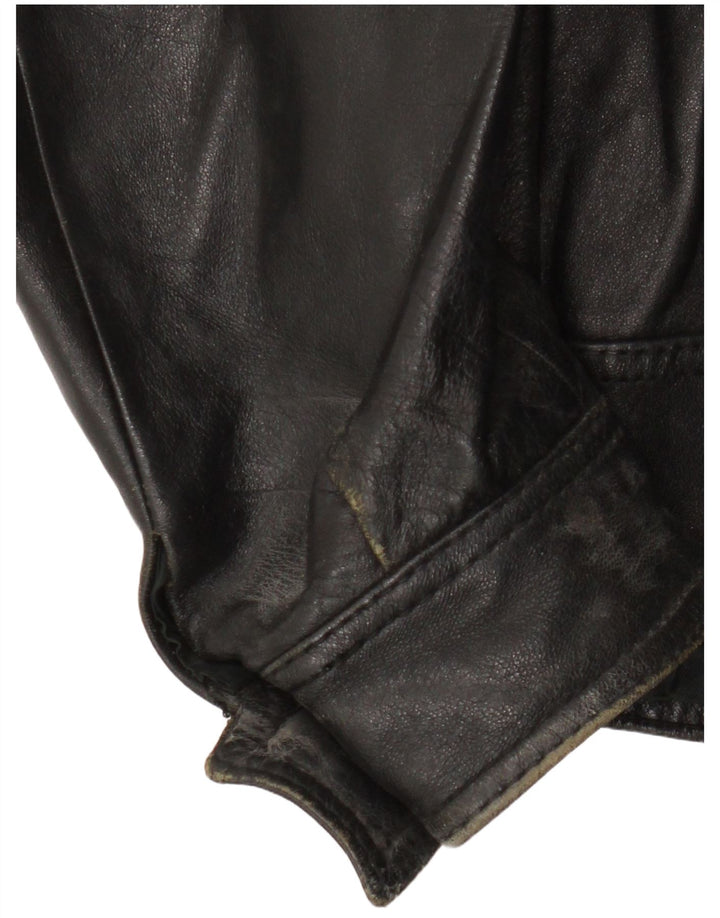 Vintage damska kurtka skórzana UK 12, średnia czarna