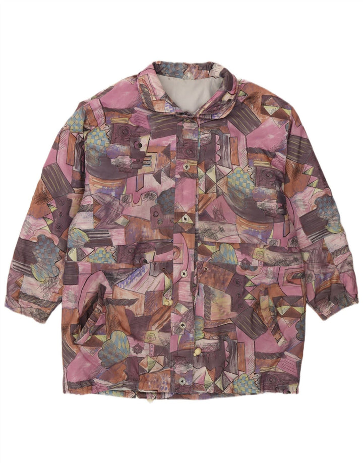 Kurtka damska o luźnym kroju w stylu vintage, wielobarwna patchworkowa, UK 18 XL