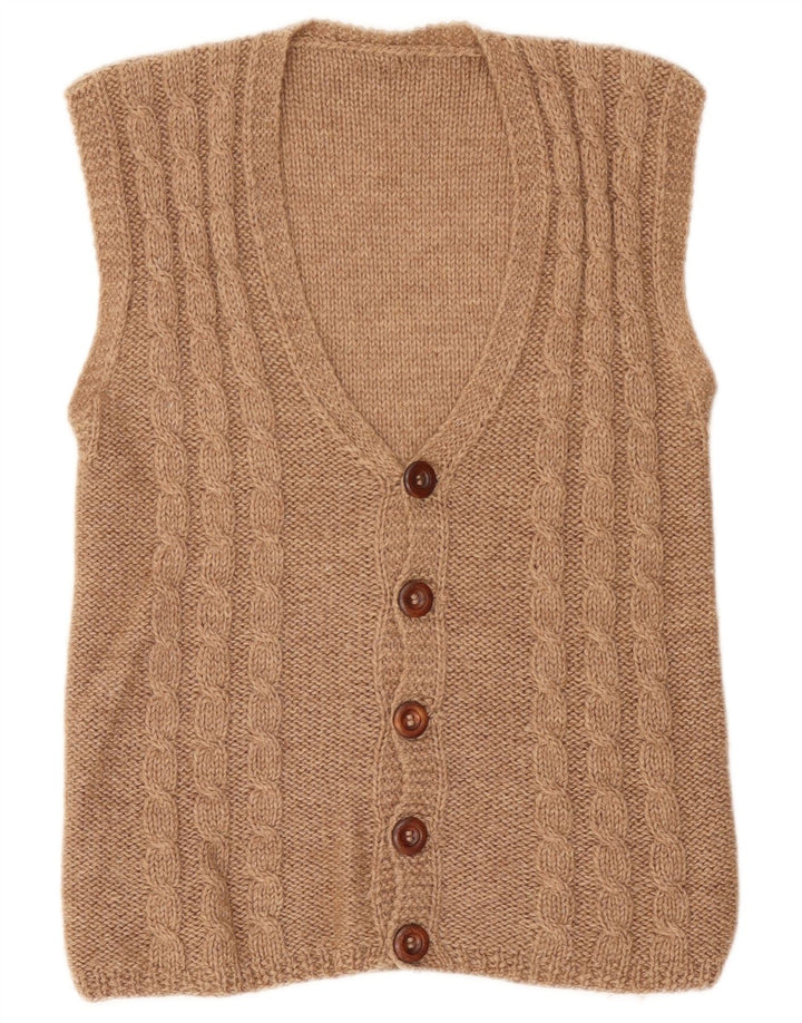 Vintage męski sweter bez rękawów, mały, beżowy