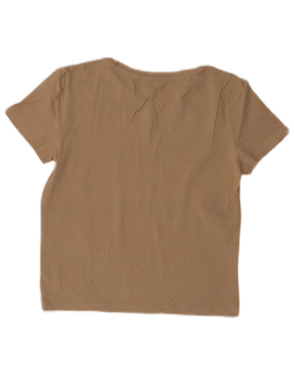Damski krótki t-shirt Zara UK 8 Small, beżowy, bawełniany