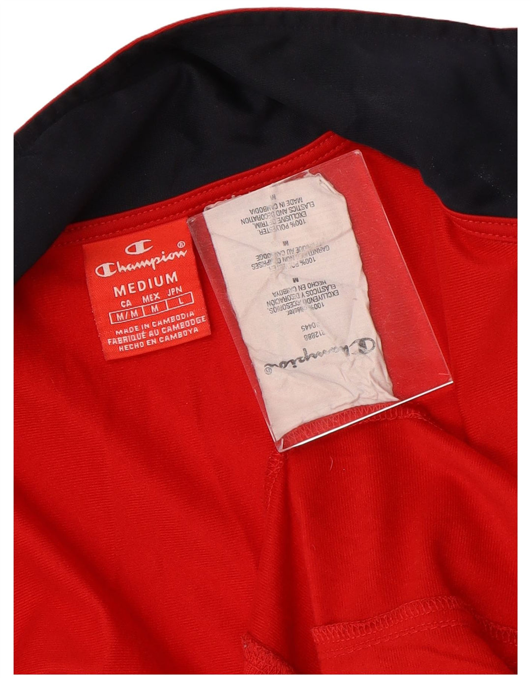 Męska kurtka dresowa Champion z graficznym topem, poliestrowa w kolorze średniej czerwieni