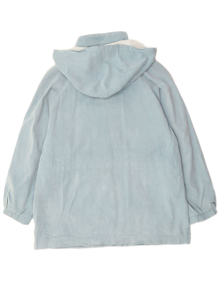 Damska kurtka wiatrówka z kapturem LONDON FOG UK 16, duża niebieska, poliester