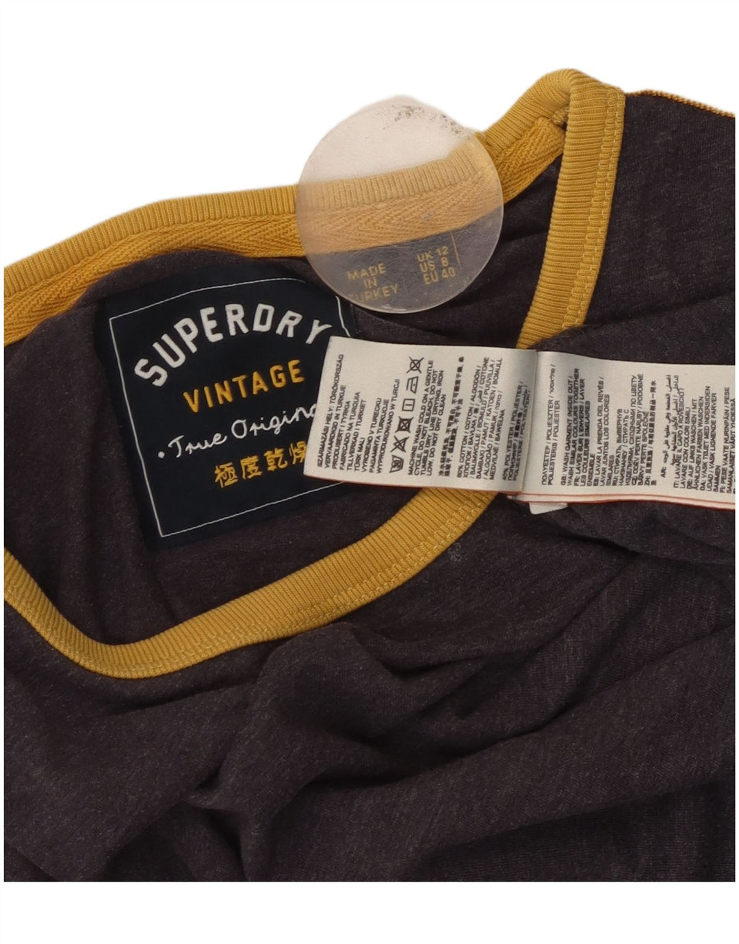 Damska koszulka z grafiką SUPERDRY Top UK 12, średnia fioletowa bawełna