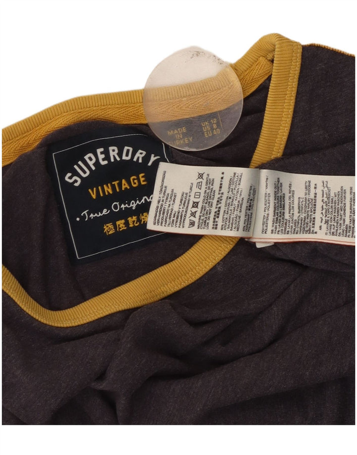 Damska koszulka z grafiką SUPERDRY Top UK 12, średnia fioletowa bawełna