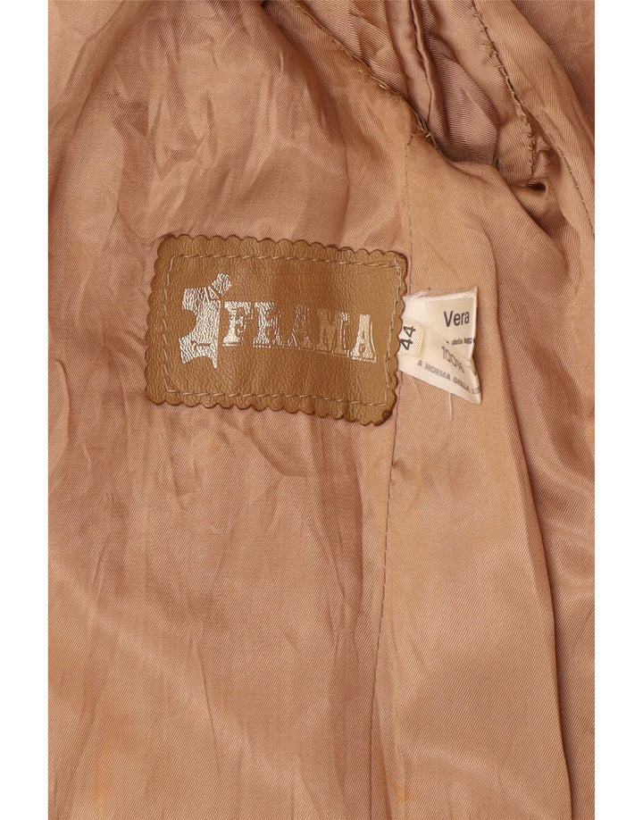 Vintage damska marynarka zapinana na 2 guziki IT 44 średnio beżowa skórzana klasyczna