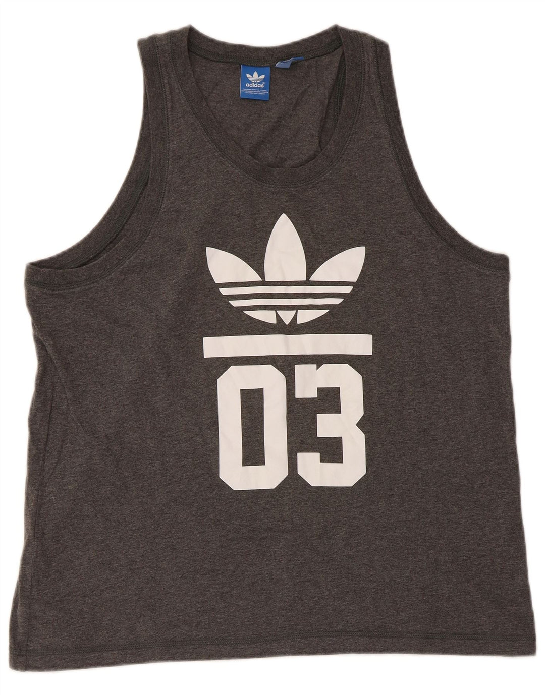 Adidas Męska kamizelka z grafiką, duża, szara, bawełniana