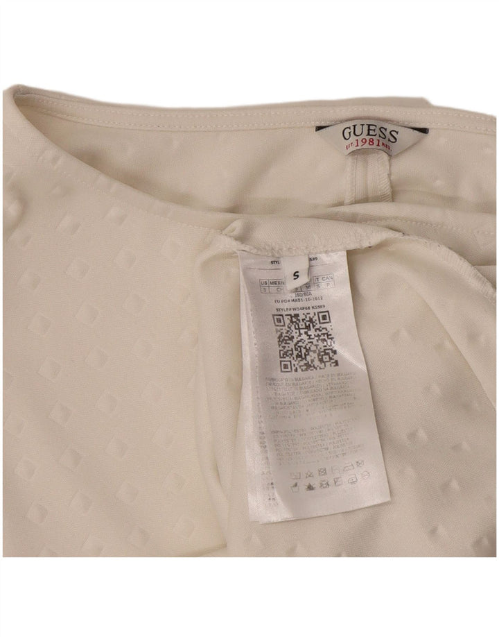 Damski top oversize Guess z rękawem 3/4, UK 10, mały, biały, geometryczny poliester