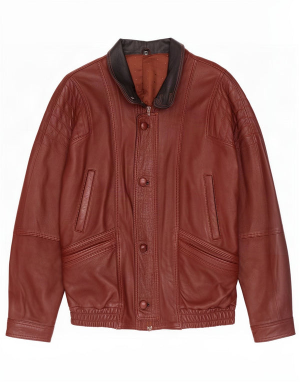 Vintage męska kurtka skórzana bomber UK 40 duża brązowa
