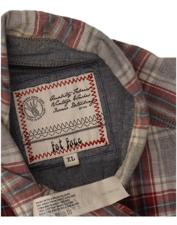Koszula flanelowa męska Fat Face XL w szarą kratę, bawełniana