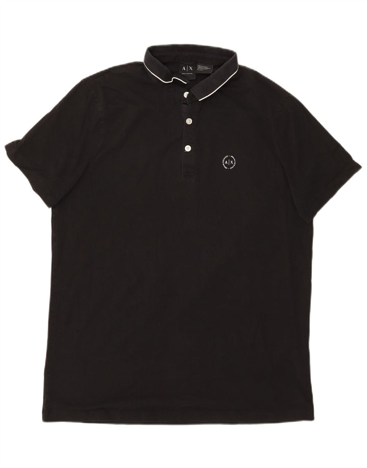 Męska koszulka polo ARMANI EXCHANGE XL, czarna, bawełniana
