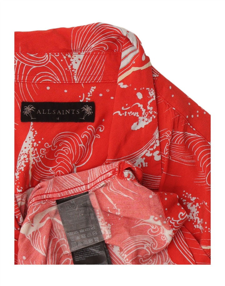 Męska koszula z krótkim rękawem All Saints w abstrakcyjny wzór, średnio czerwona, hawajska