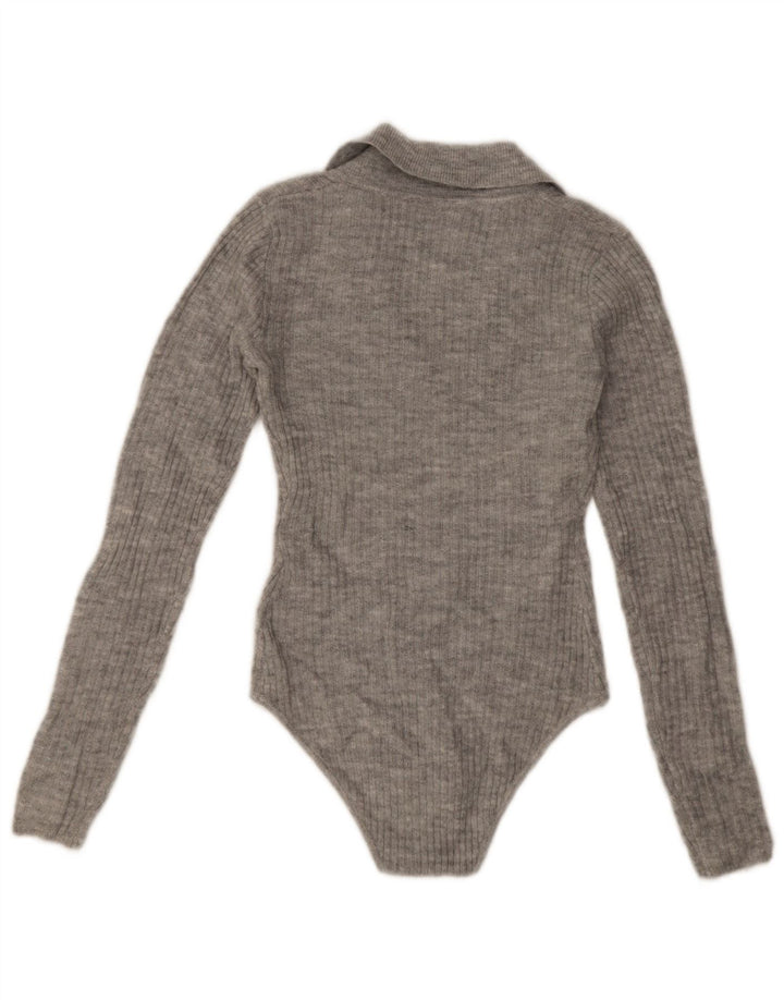 Damskie body z długim rękawem Jack Wills UK 8, małe, szare, akrylowe