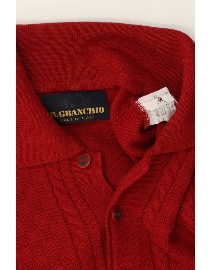 Il Granchio Męski sweter polo, duży, czerwony, wełniany