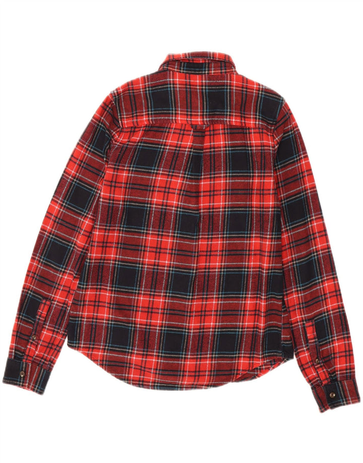 SUPERDRY Damska koszula flanelowa UK 8, mała, bawełniana w czerwoną kratę