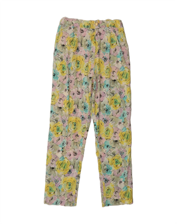 VINTAGE Womens Straight Trousers W28 L29 Multicoloured Floral Vintage Vintage and Second-Hand Vintage from Messina Hembry 
