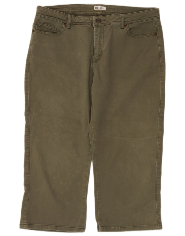Damskie spodnie Lee Straight Capri US 14 XL W36 L22 Khaki Cotton