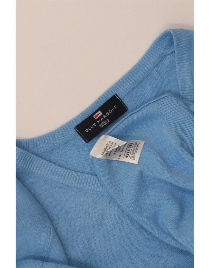 Marks & Spencer Męski sweter XL z dekoltem w kształcie litery V, niebieski, akrylowy