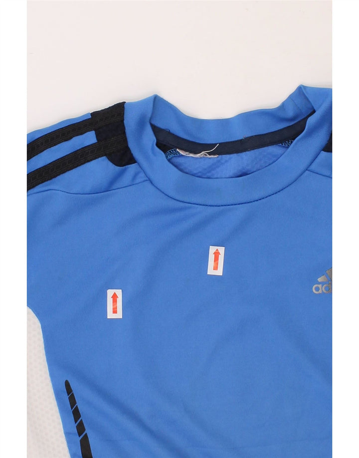 ADIDAS Boys Climacool T-Shirt Top 9-10 Years Blue Colourblock Vintage Adidas and Second-Hand Adidas from Messina Hembry 