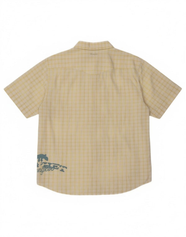 Męska koszula z krótkim rękawem Wrangler z grafiką XL, żółta kratka, bawełniana