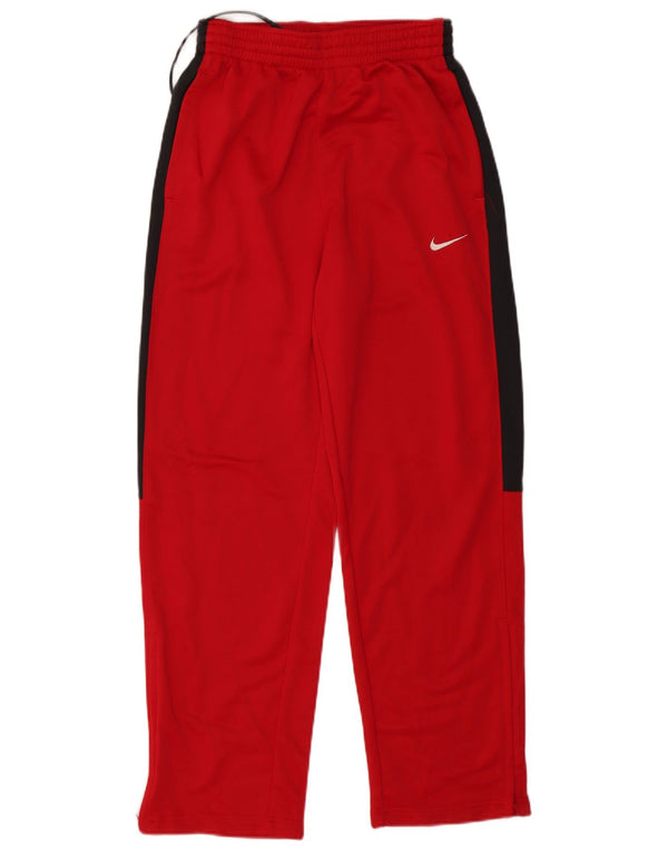 Męskie spodnie dresowe NIKE Dri Fit, małe, czerwone, poliestrowe z blokami kolorów