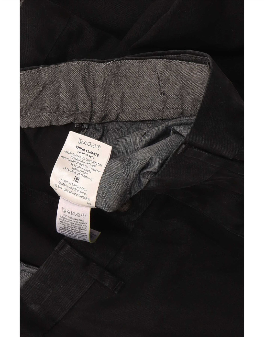 Marks & Spencer Męskie spodenki chino o regularnym kroju W48 4XL, czarne, bawełniane