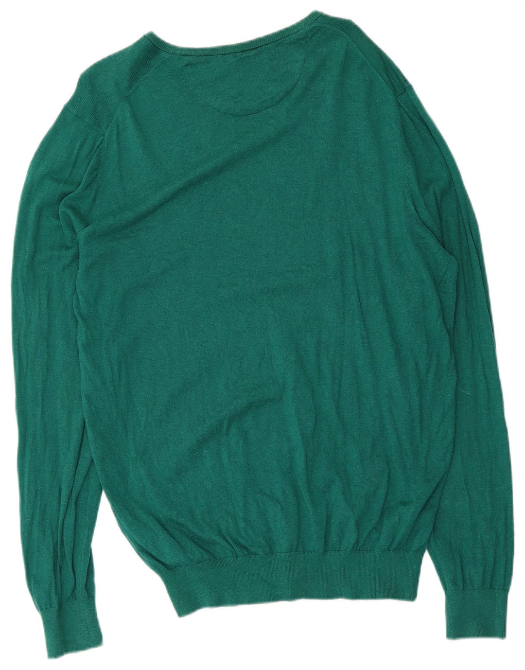 Męski sweter Massimo Dutti z dekoltem w kształcie litery V, duży, zielony, bawełniany