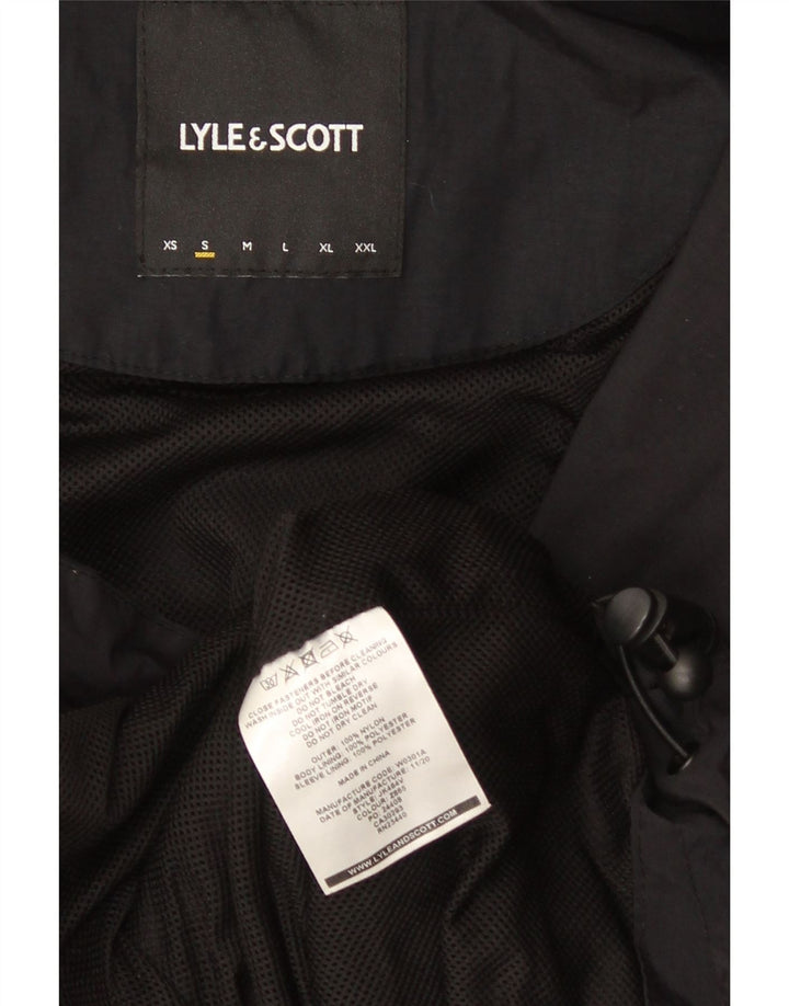 Męska kurtka przeciwdeszczowa z kapturem Lyle & Scott UK 36, mała, czarna nylonowa