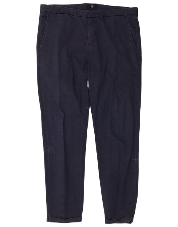 Spodnie męskie Fay Slim Chino W38 L30 Granatowa kratka