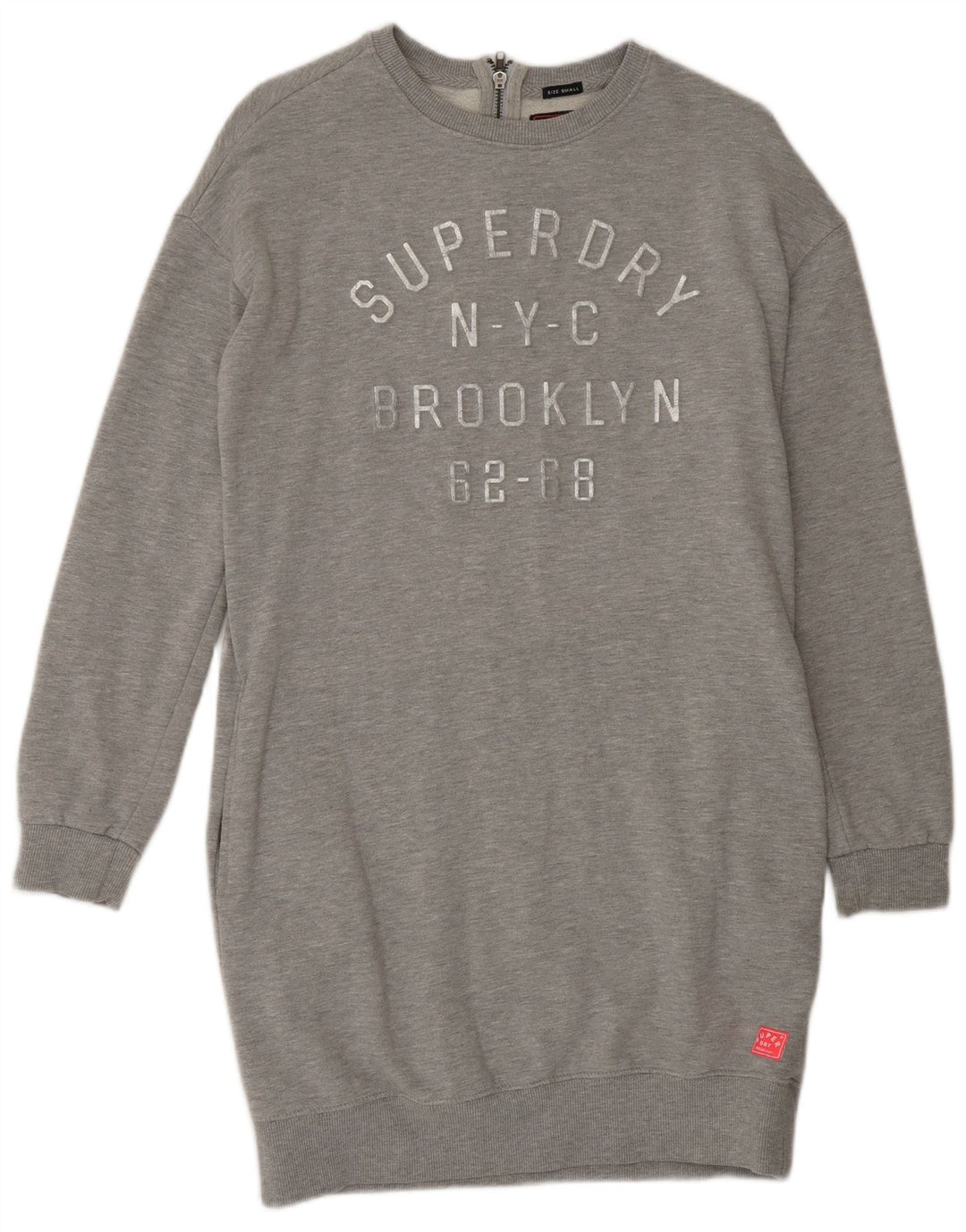 SUPERDRY Damska bluza oversize z grafiką, sukienka UK 10 Small Grey