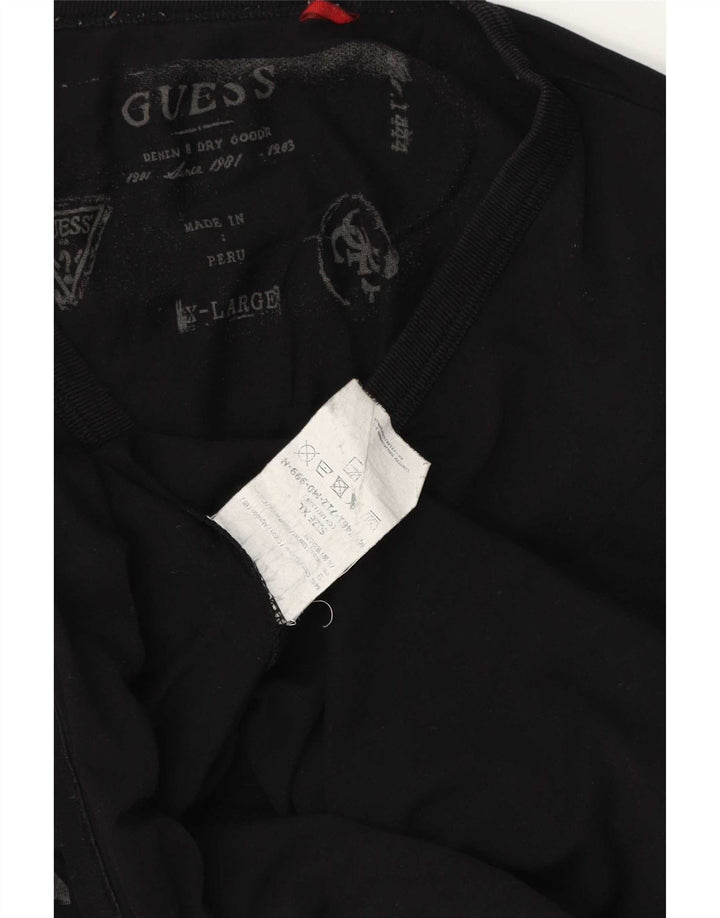 Męski graficzny top Guess z długim rękawem XL, czarny, bawełniany