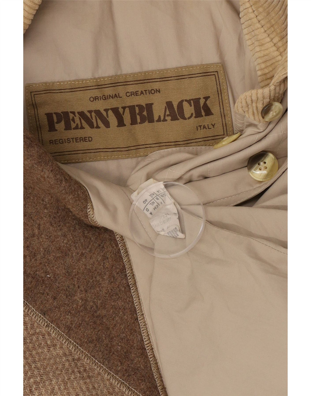 Damska kurtka wiatrówka Penny Black UK 14, duża, beżowa, z blokami kolorów