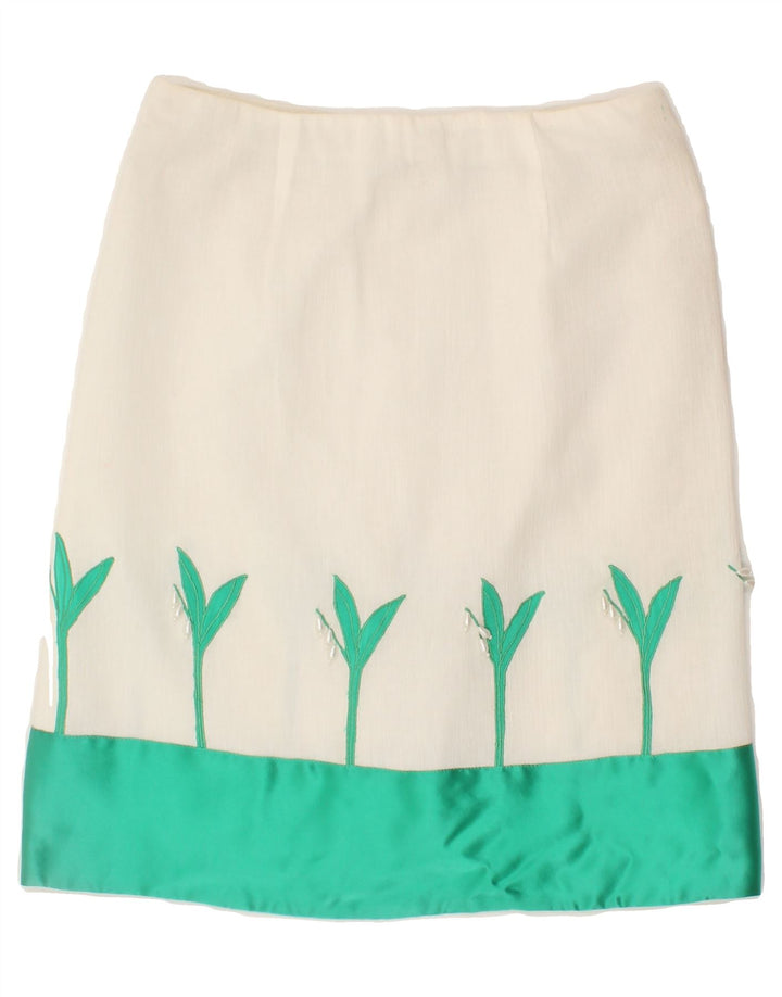 VINTAGE Womens Straight Skirt W28 Medium  White Colourblock Vintage Vintage and Second-Hand Vintage from Messina Hembry 