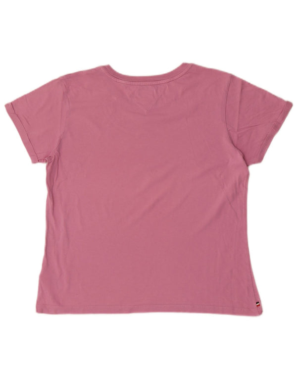 T-shirt damski Tommy Hilfiger Top UK 14, duży, różowy, bawełniany