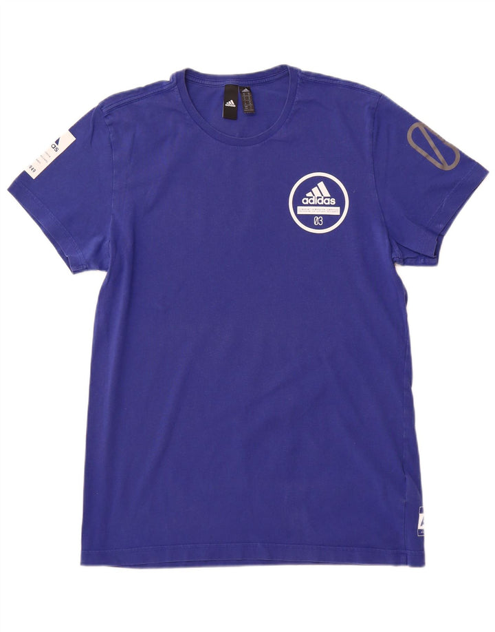 Męska koszulka z grafiką ADIDAS, średnia niebieska bawełna