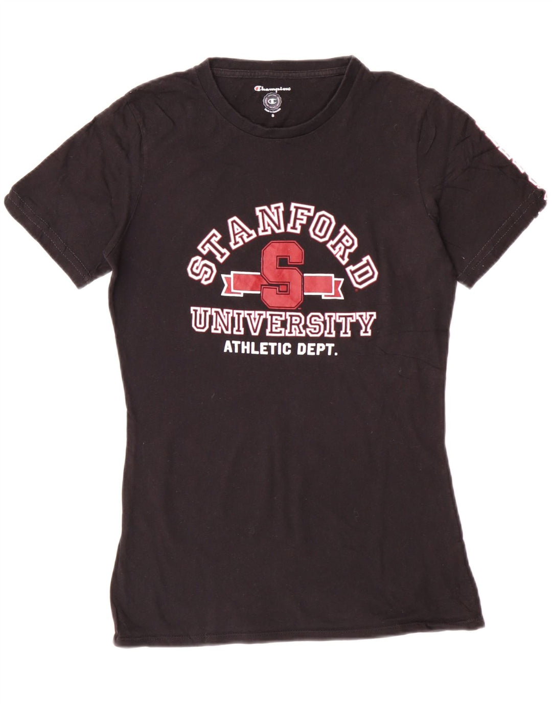 Damska koszulka z grafiką Champion Top UK 10 Small, czarna bawełna