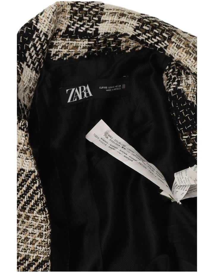 Otwarty płaszcz damski Zara UK 6 XS z octanu czarnej kratki